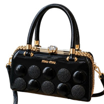 Women Luxury Round Studded Hardcase Party Handbag - Elegant Embellished Evening Shoulder Purse for Women