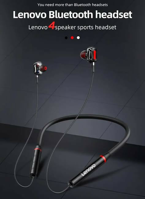 100% Original Lenovo HE05X Bluetooth 5.0 Earphones Wireless Neckband Headset, Magnetic, Waterproof IPX5, HiFi Sound, 8H Playtime, Sports Earbuds with Mic (Black) - Global Version