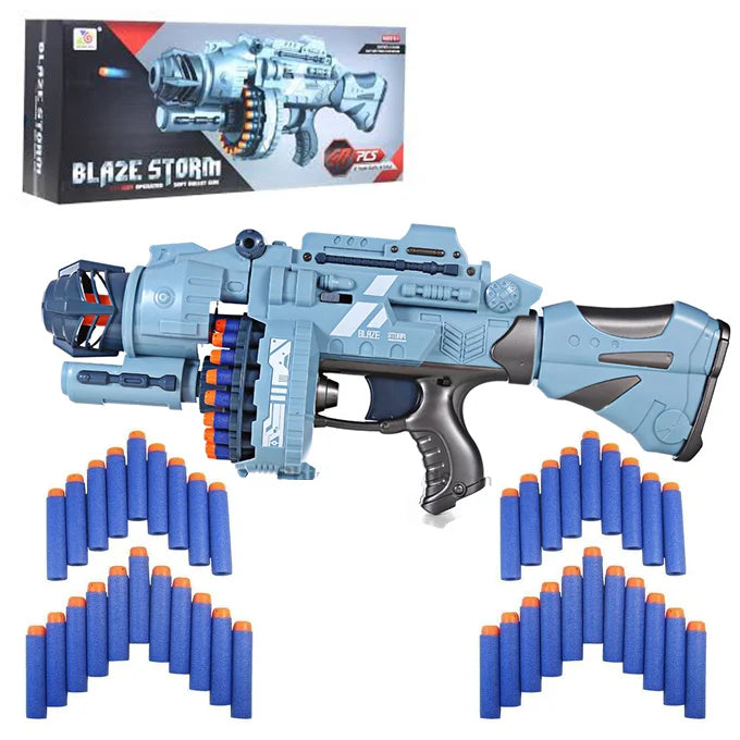 Blaze Storm – Monster Machine Nerf Gun with 20 Rounds Soft Bullet Darts Magazine – Battery Operated