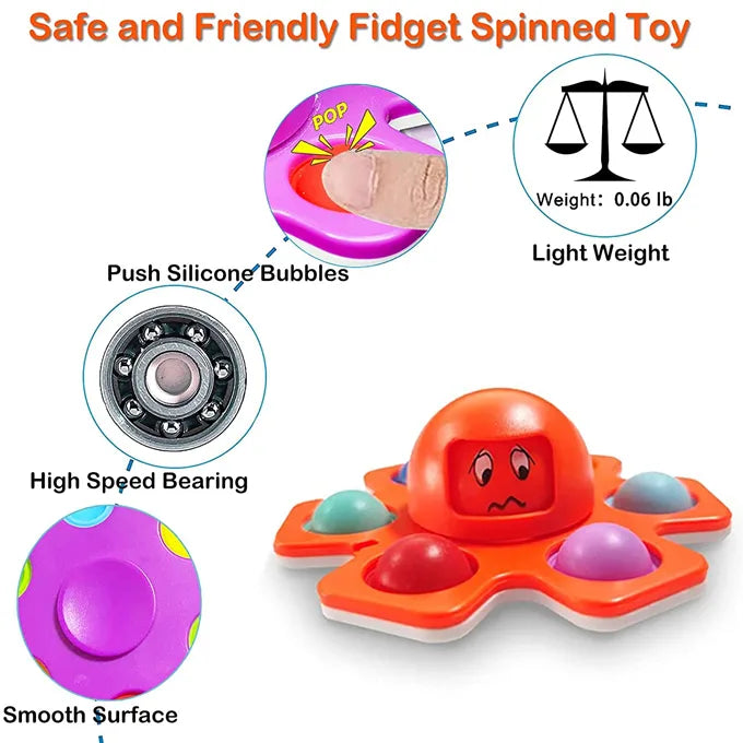 Face Changing Octopus Bubble Pop It Fidget Spinner Toy