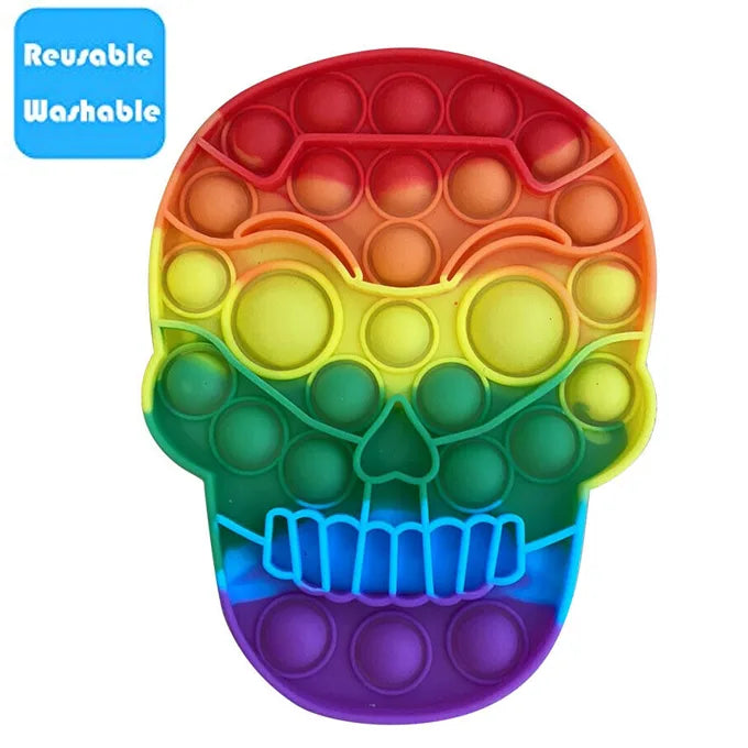 Push Pop Bubble Fidget Spinner Silicone Toy – Rainbow