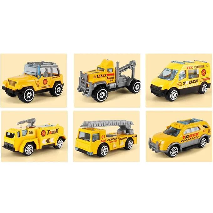 Construction Tractor & Trucks Die Cast Vehicles Set – 6 pcs