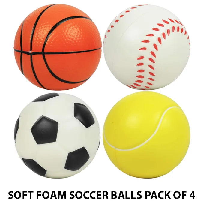Soft Foam Soccer Sport Balls Pack of 4 Different Sport Balls