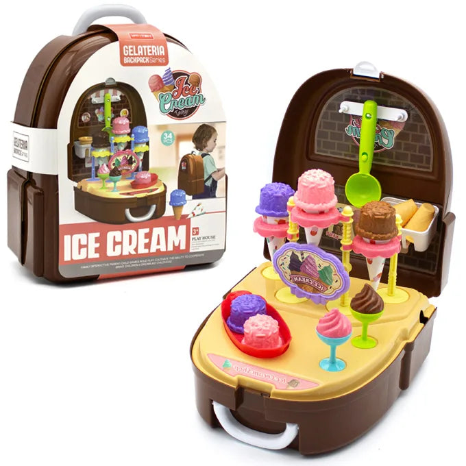 Ice Cream Gelateria Backpack Ice Cream Play House Set  34 Pieces