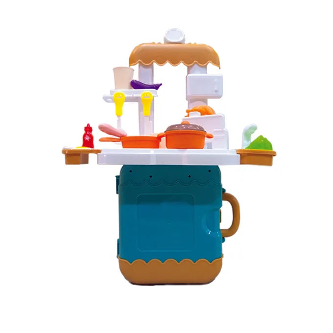 DIY 3 in 1 Portable Kitchen Set Play House Briefcase 27 Pcs
