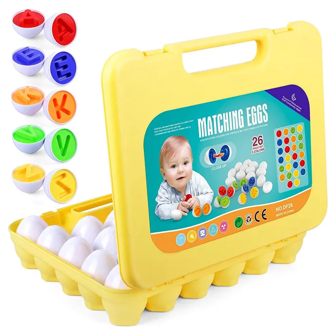 Matching Eggs Color & Shape Recognition & Alphabet Letter Matching A to Z – 26 Pieces Briefcase