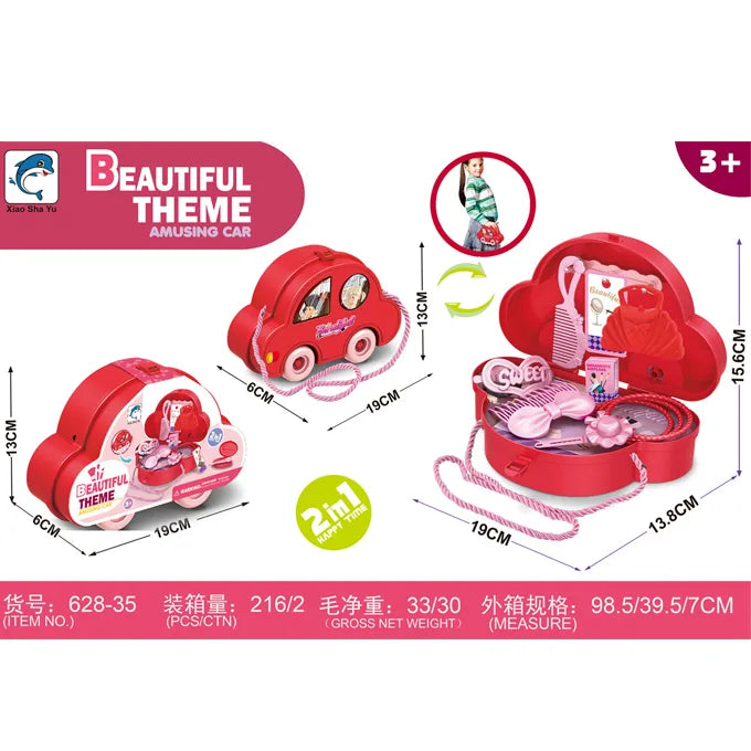 2 in 1 Happy Times Beautiful Theme Amusing Briefcase Car Set