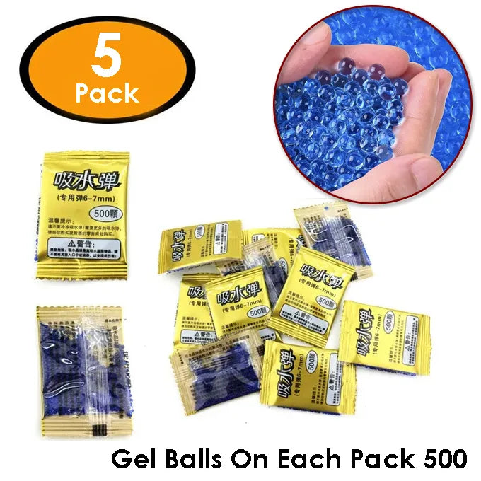 Pack of 5 – 2500 Gel Balls Refill (6–7mm, 500 Balls Per Pack)