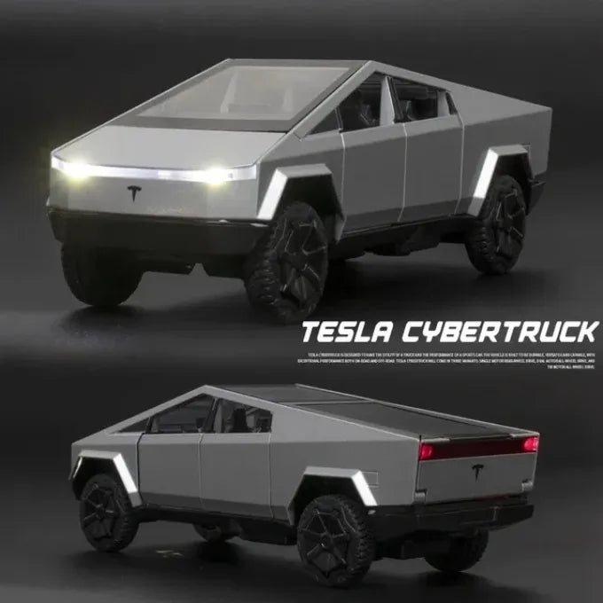Tesla Cybertruck 1:36 Die-Cast Model Car with Light, Music, Pull Back & Opening Doors – 5 Inch