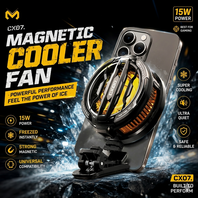 CX07 Magnetic Phone Cooler Fan 15W with RGB Light