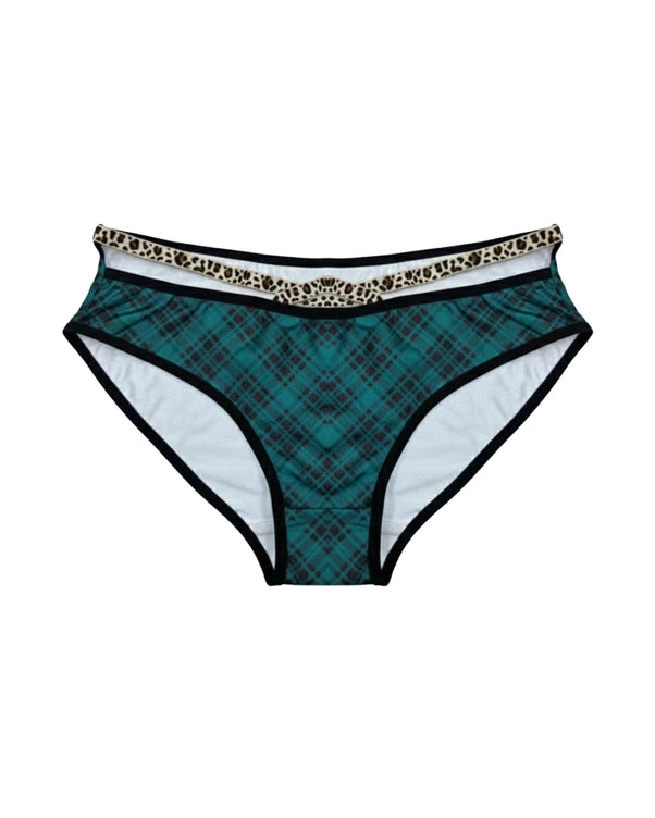 Sajiero Padded Bra Set - Checked Strap - Green
