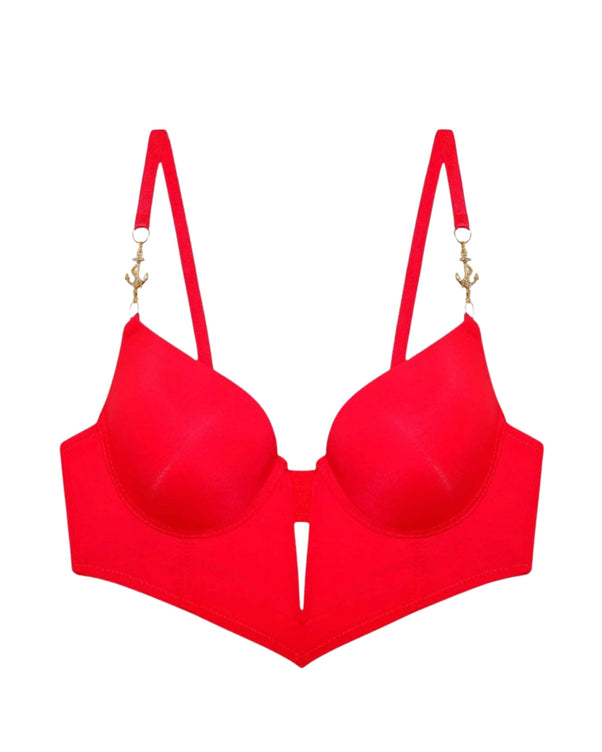 Sajiero Padded Bra Set - Classic Shape - Red
