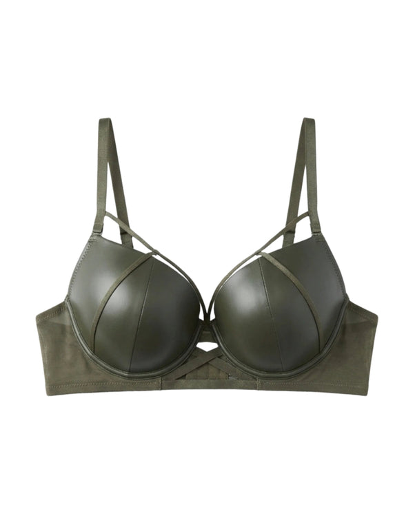 Sajiero Padded Bra Set - Leather Fit - Green