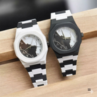 PACK OF 2 PCS Original Arabic Aura Waterproof Wrist Watch: Trending Matte Finish Luxury Timepiece for Men & Boys special Premium Arabic Aura Watch 2026 watch: Luxury Minimalist Design with Butterfly Clasp & Fiber Chain for Men