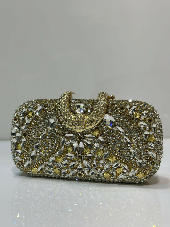 Luxury Crystal Embellished Silver Bridal Box Clutch Bag for Women - Premium Rhinestone Evening Party Purse with Crystal Handle