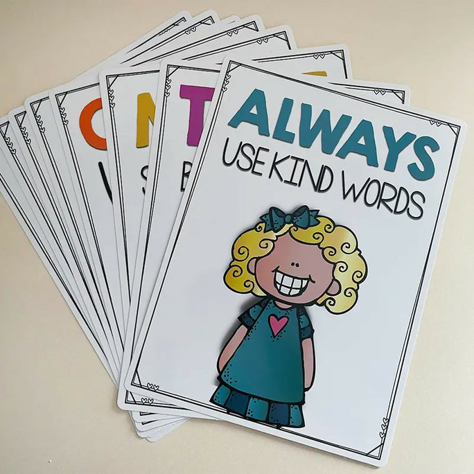 10-Piece Classroom Rules Educational Posters (A4)