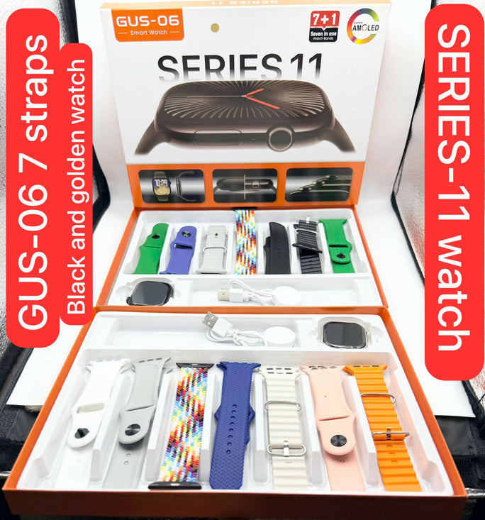GUS-06 Series 11 AMOLED Smartwatch with 7 Straps