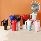 New 40 OZ Tumbler with Handle and Nozzle Straw Lid, Insulated Reusable Stainless Steel Travel Mug Keeps Drinks Cold up to 34 Hours