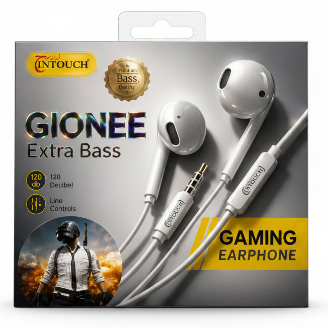 INTOUCH GIONEE X-09 Gaming Earphones – Extra Bass, 3.5mm Wired Handsfree with Mic