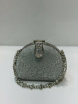 Sparkly Rhinestone Clasp Mini Hardcase Shoulder Bag for Women - Elegant Chain Strap Evening Party Purse
