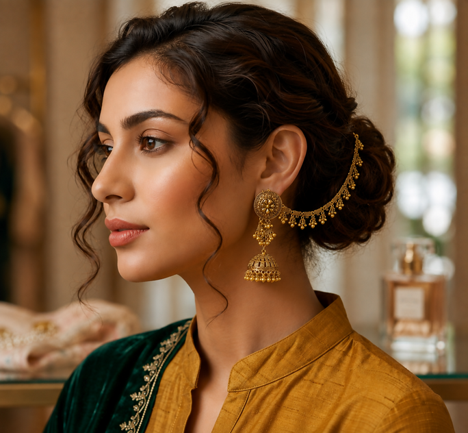 Oxidized Gold Sahare Jhumka