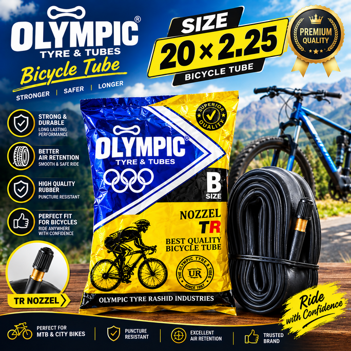 Olympic Heavy Duty Bicycle Tube (Size 20x2.25) - TR Nozzle Premium Quality
