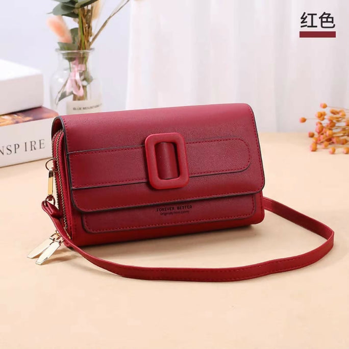 Double Zipper Women's Wallet Crossbody Bag - Stylish Mobile Pouch & Card Holder Purse