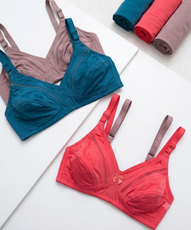 Women's Bra | Ladies Pure Cotton Wireless Non Padded Bra | Full Coverage Mesh Panel Comfortable Everyday Wide Strap Bra | Women's Innerwear