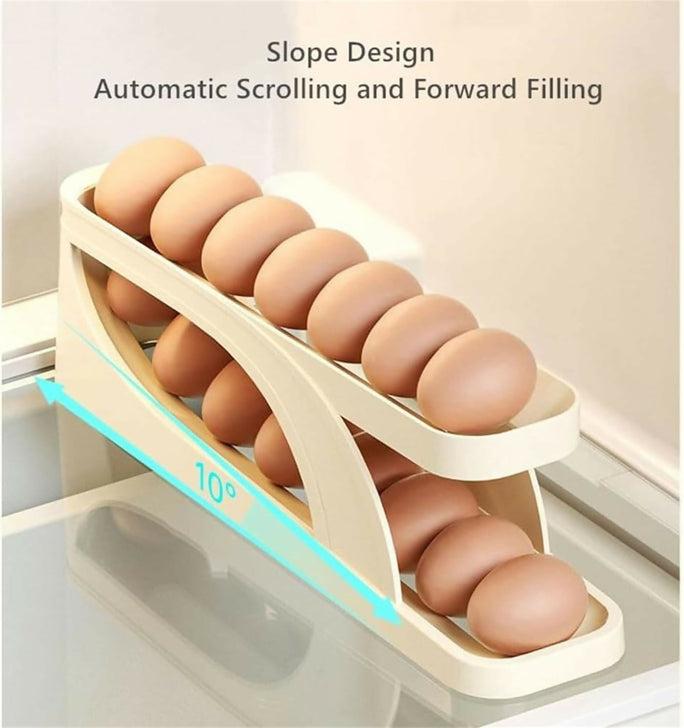 2 Tier Egg Organizer Automatic Scrolling Egg Rack Double Layer Egg Storage Tray