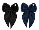 White Plush Fur Hair Bow Clip for Women & Girls | Off White Velvet Floral Ribbon Hair Barrette | Soft Winter Hair Accessories for Wedding, Party & Casual Wear