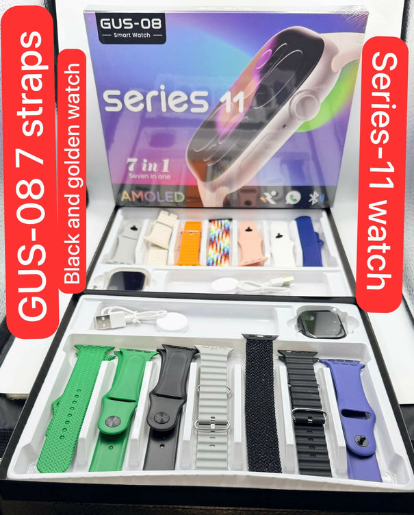 GUS-08 Series 11 AMOLED Smartwatch with 7 Straps