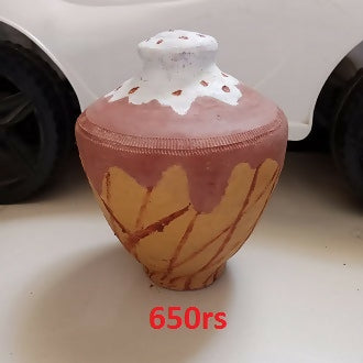 Clay Money Saving Pot (Gullak) and random design matti ka bartan 2 pcs Random design