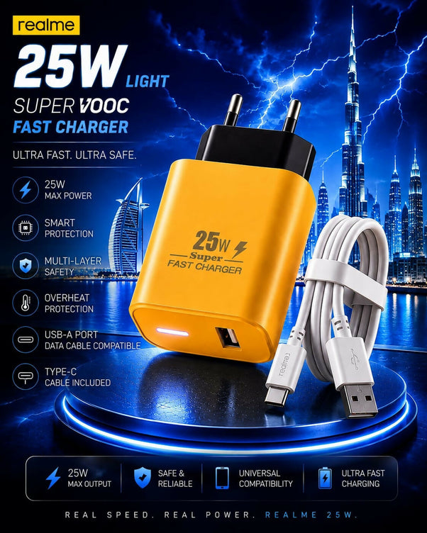 Realme 25W SuperVOOC Fast Charger with Micro USB Cable
