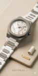 Original GRAY WHITE Arabic Aura Waterproof Wrist Watch: Trending Matte Finish Luxury Timepiece for Men & Boys special Premium Arabic Aura Watch 2026 watch: Luxury Minimalist Design with Butterfly Clasp & Fiber Chain for Men