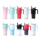 New 40 OZ Tumbler with Handle and Nozzle Straw Lid, Insulated Reusable Stainless Steel Travel Mug Keeps Drinks Cold up to 34 Hours