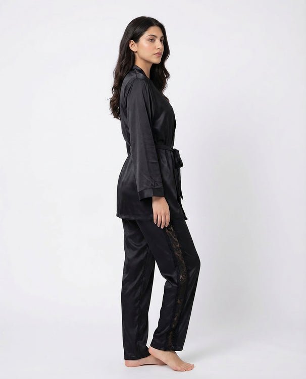 Sajiero Silk PJ Set - Silk Lounge - Black