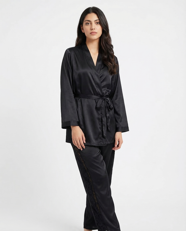 Sajiero Silk PJ Set - Silk Lounge - Black