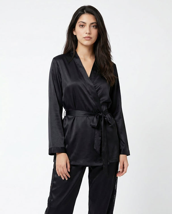 Sajiero Silk PJ Set - Silk Lounge - Black