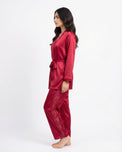 Sajiero Silk PJ Set - Silk Lounge - Maroon