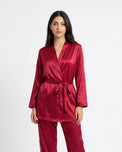 Sajiero Silk PJ Set - Silk Lounge - Maroon