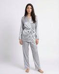 Sajiero Silk PJ Set - Silk Lounge - Silver