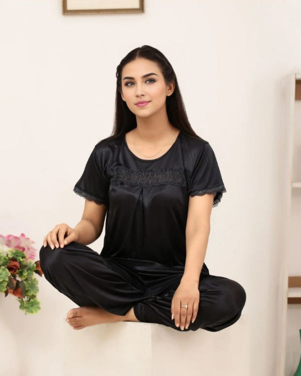 Sajiero Silk PJ Set - Cenra - Black