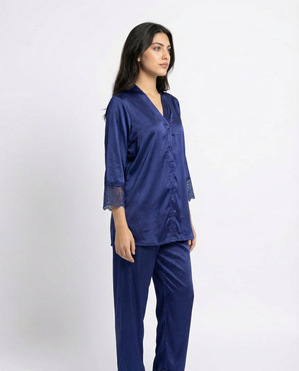 Sajiero Silk PJ Set - Silky Charm - Blue