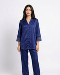 Sajiero Silk PJ Set - Silky Charm - Blue