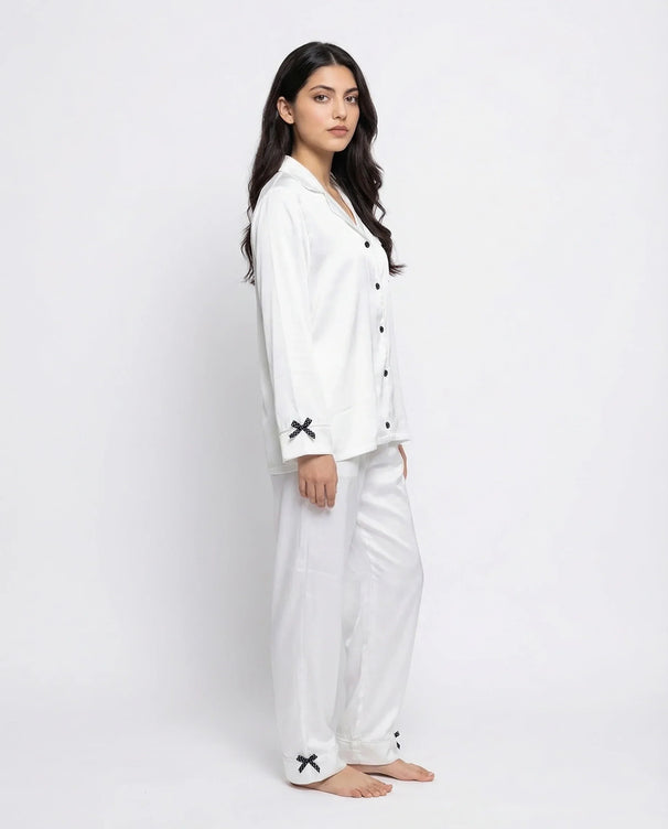 Sajiero Silk PJ Set- Silky Coquette