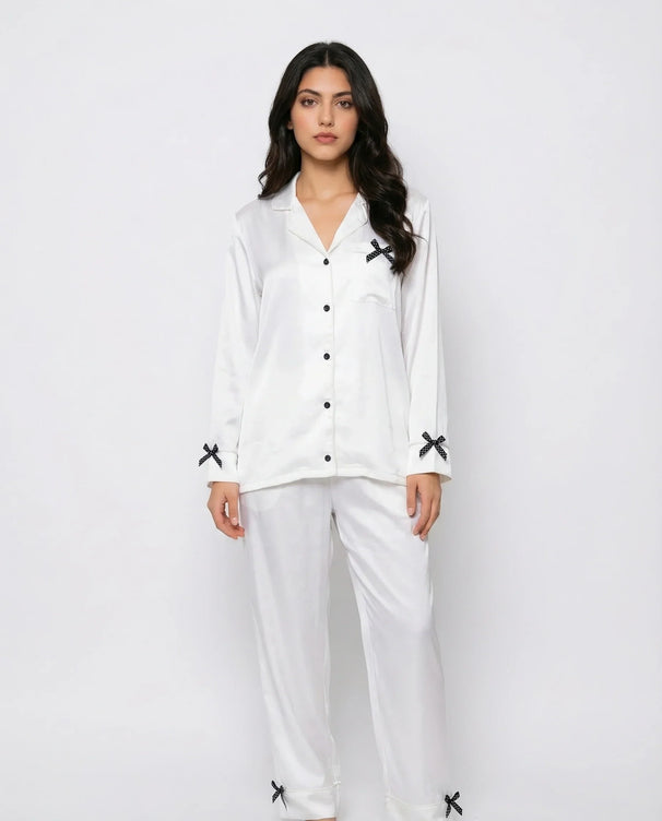 Sajiero Silk PJ Set- Silky Coquette