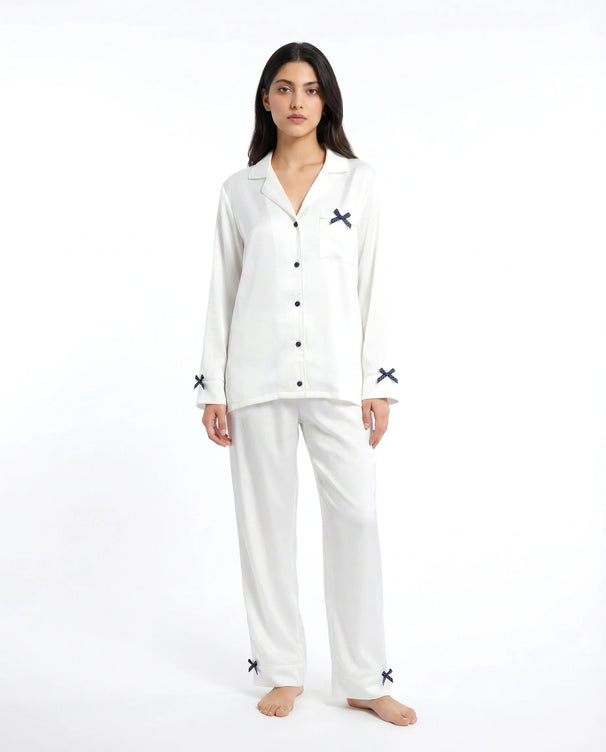Sajiero Silk PJ Set- Silky Coquette