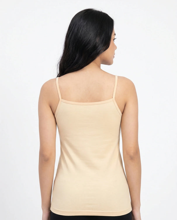 Sajiero Soft Cotton Basic Camisole - Beige