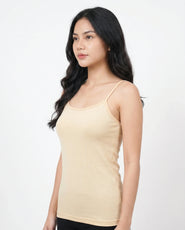 Sajiero Soft Cotton Basic Camisole - Beige