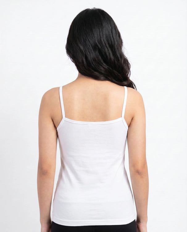 Sajiero Soft Cotton Basic Camisole - White